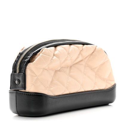 Chanel Aged Calfskin Quilted Gabrielle Classic Pouch Beige Black 2 of 6