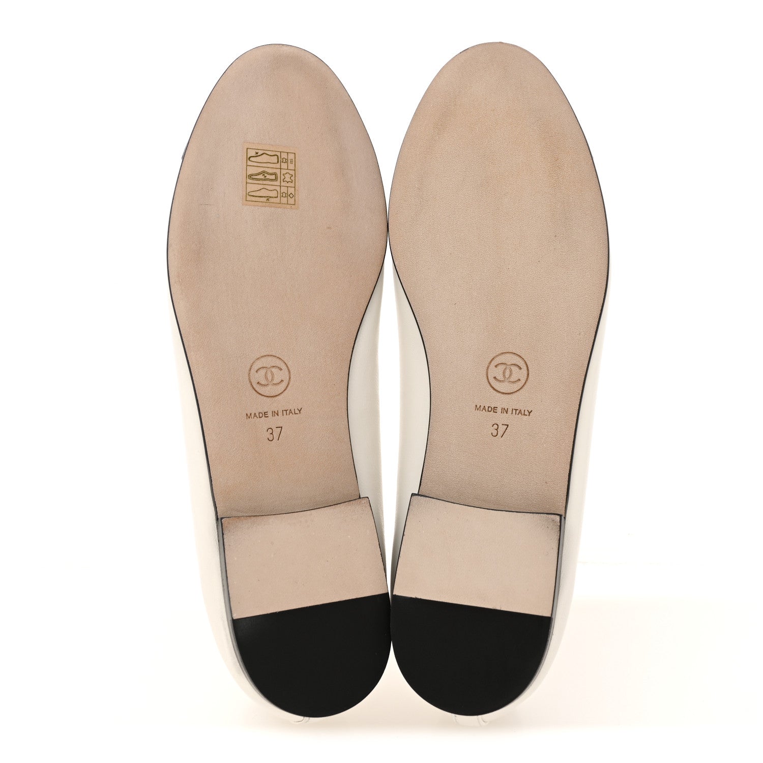 Chanel Lambskin Cap Toe CC Ballerina Flats 37 White Black 6 of 10