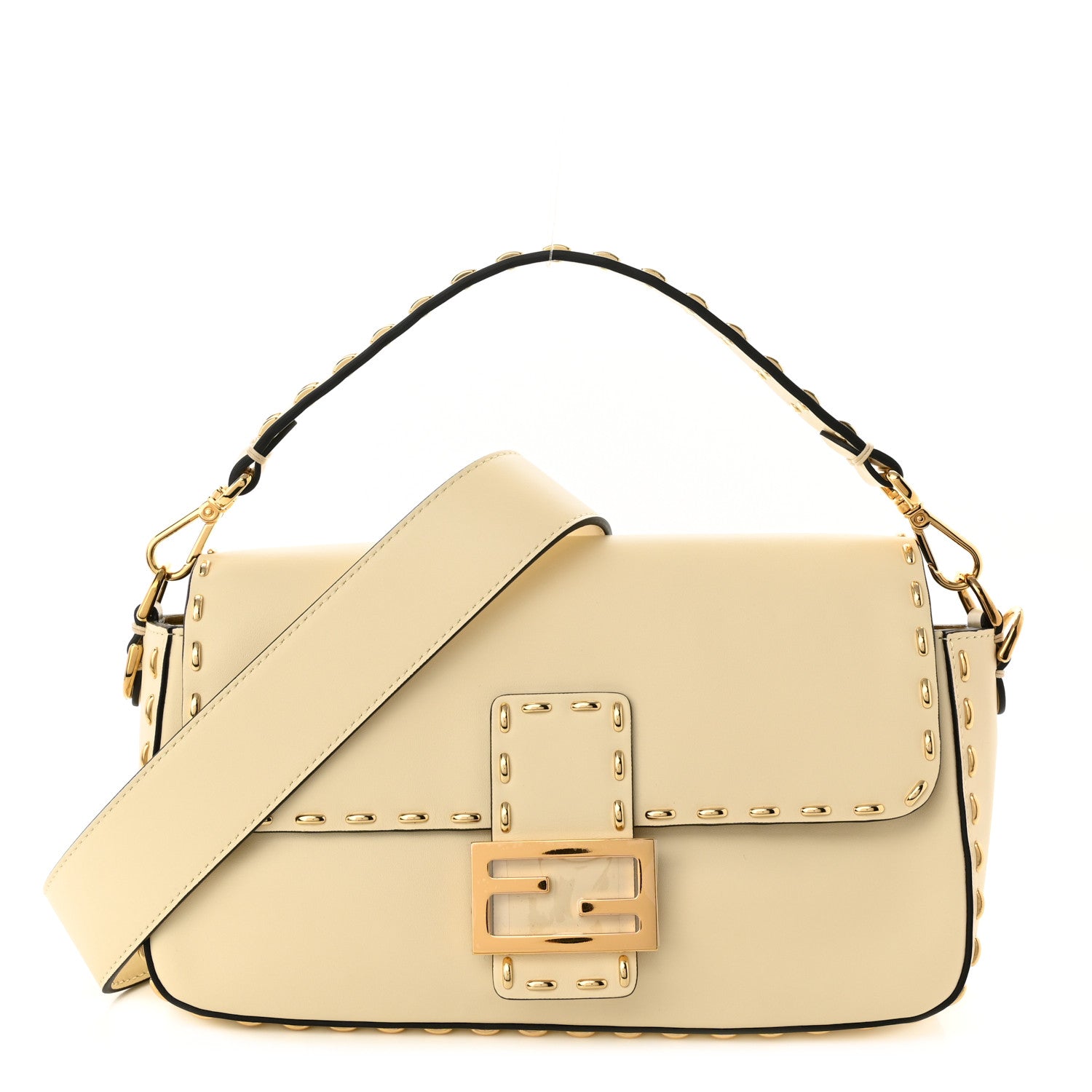 Fendi Vitello King Metal Stitch Baguette Pergamena 1 of 9