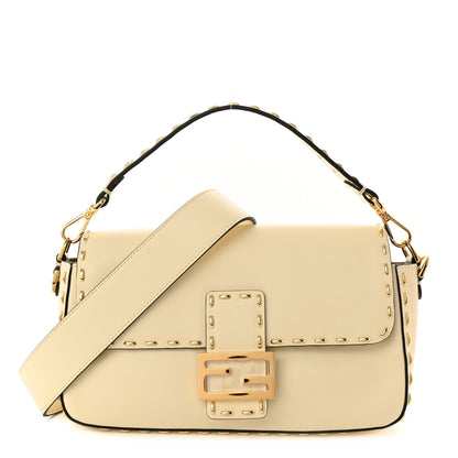 Fendi Vitello King Metal Stitch Baguette Pergamena 1 of 9