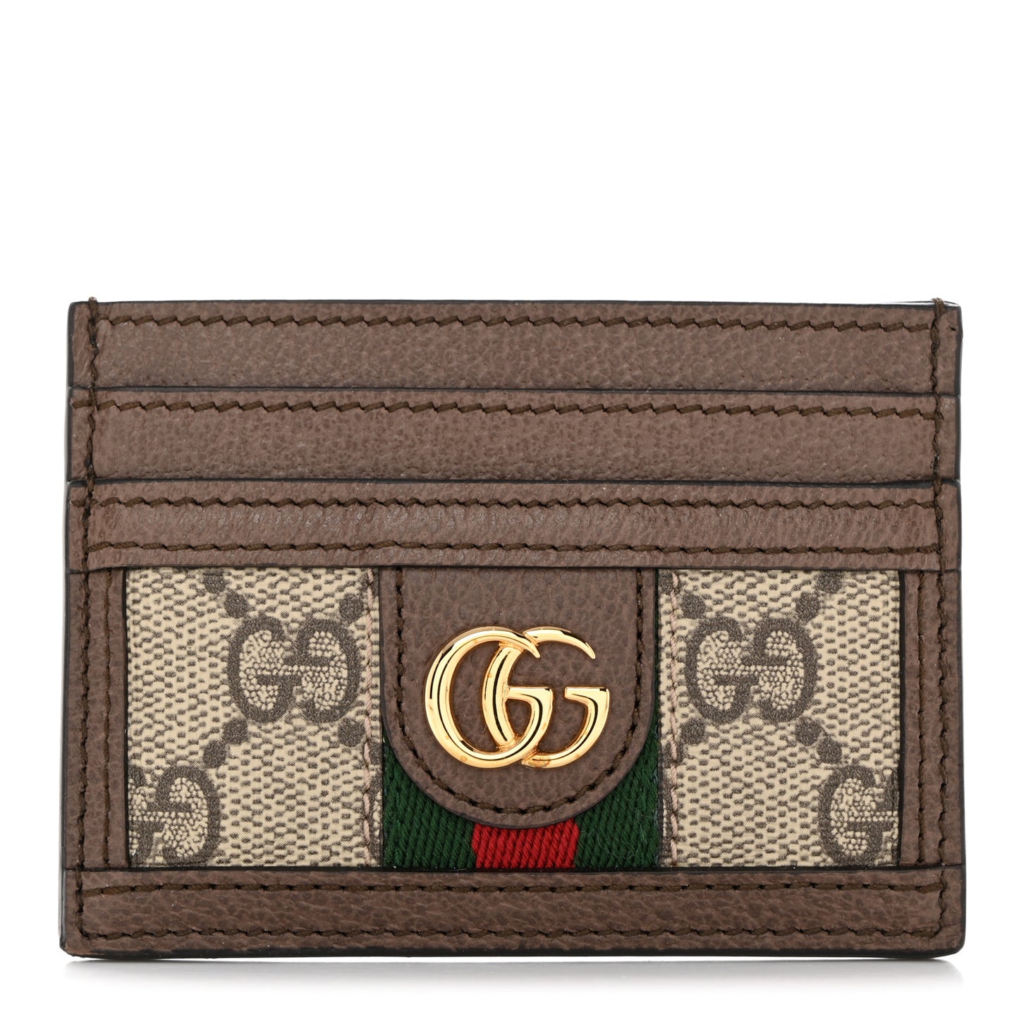 GG Supreme Monogram Ophidia Card Holder Brown