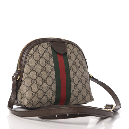 Gucci GG Supreme Monogram Textured Dollar Calfskin Web Small Ophidia Dome Shoulder Bag Beige Ebony New Acero 3 of 12