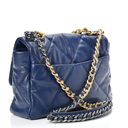 Chanel Goatskin Quilted Large 19 Flap Navy Blue 2 of 10