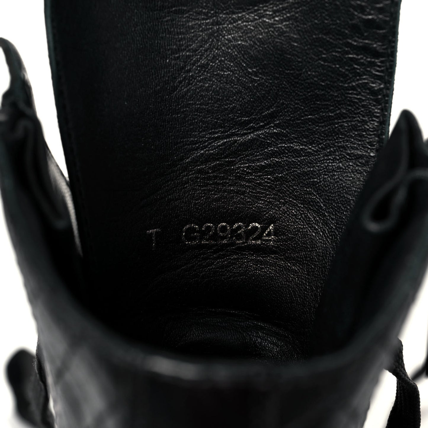 Calfskin Quilted Lace Up Combat Boots 38.5 Black