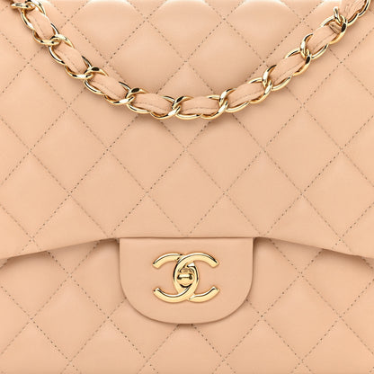Chanel Lambskin Quilted Jumbo Single Flap Beige Clair 8 of 11