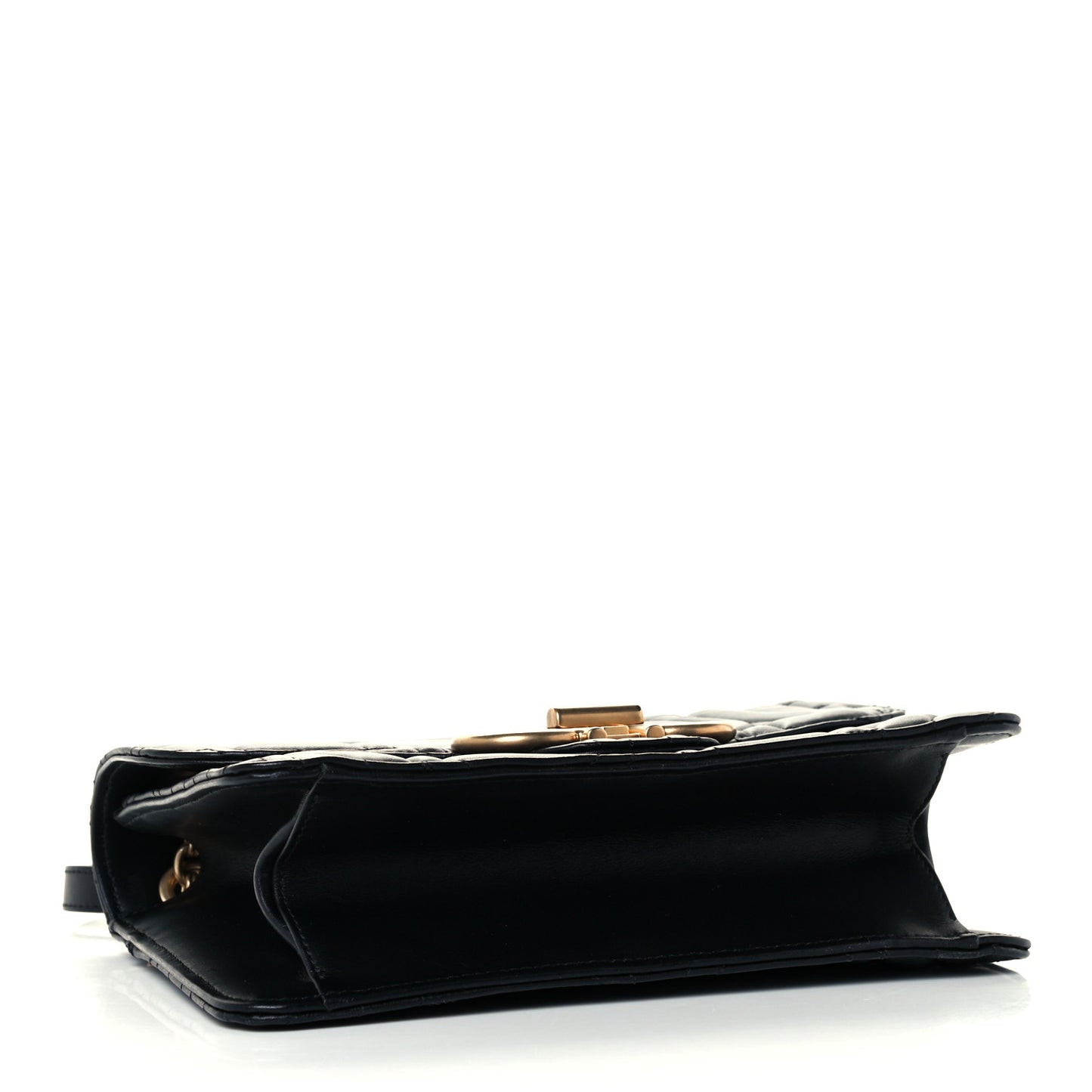 Calfskin Quilted Gancini Flap Bag Black