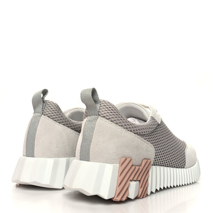 Hermes Air Mesh Suede Goatskin Bouncing Sneakers 39.5 Gris Luela 4 of 9