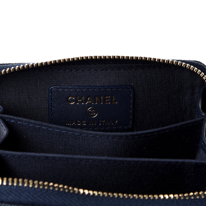 Chanel Caviar Braided Zip Around Coin Purse Navy 7 of 10