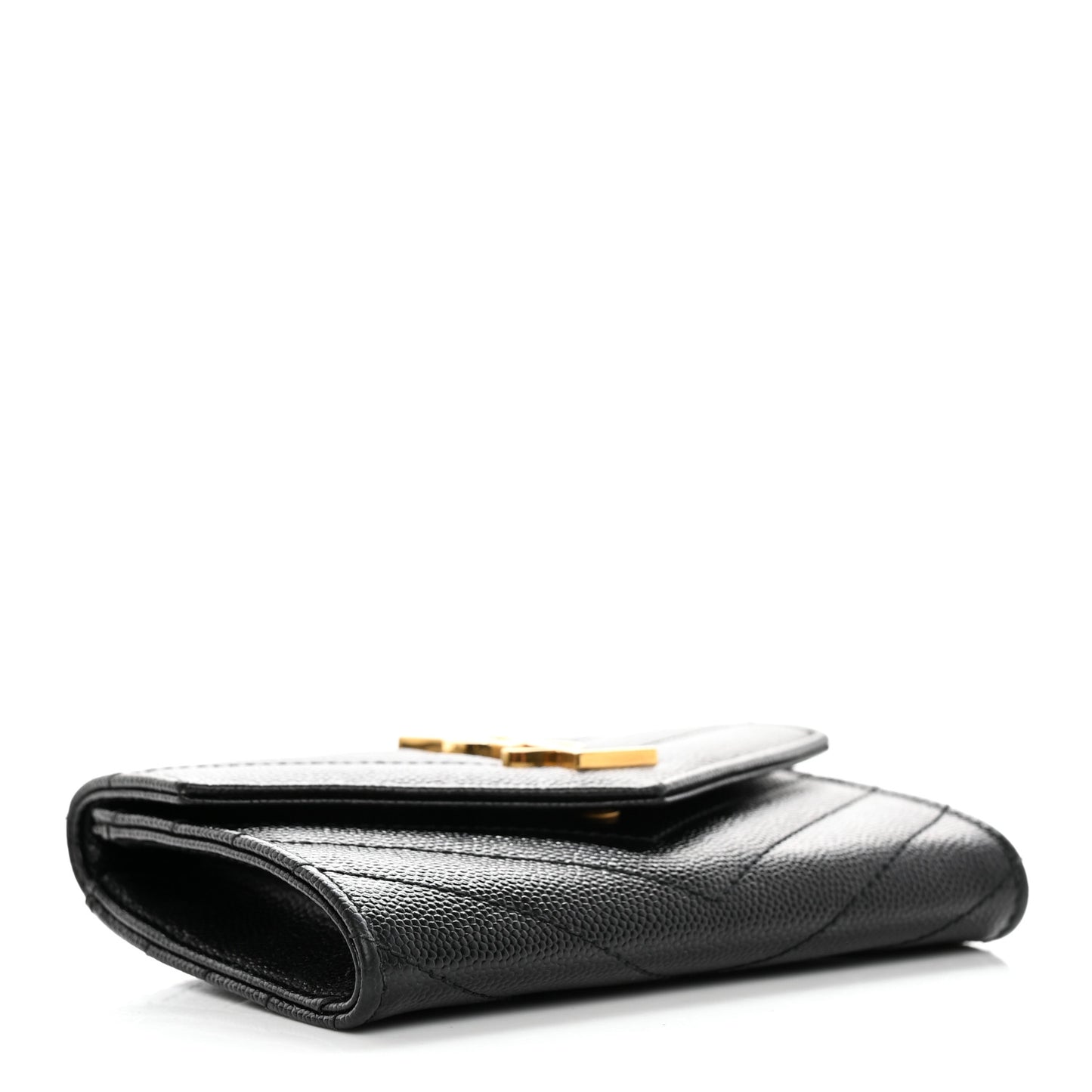 Grain De Poudre Matelasse Chevron Small Monogram Envelope Wallet Black