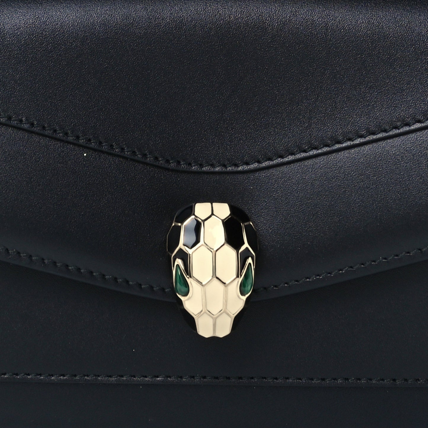 Calfskin Serpenti Forever Chain Wallet Black