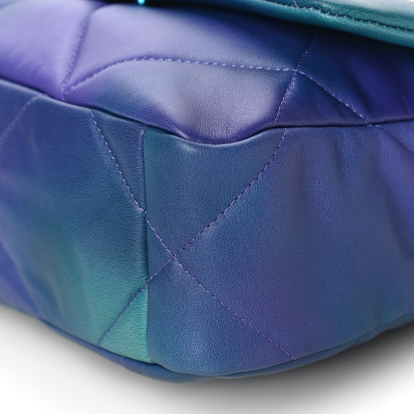 Tie Dye Calfskin Quilted Medium Chanel 19 Flap Blue Purple