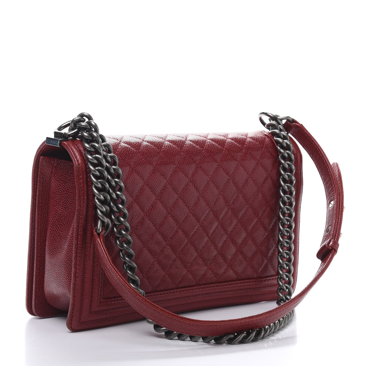 Caviar Quilted New Medium Boy Flap Dark Red