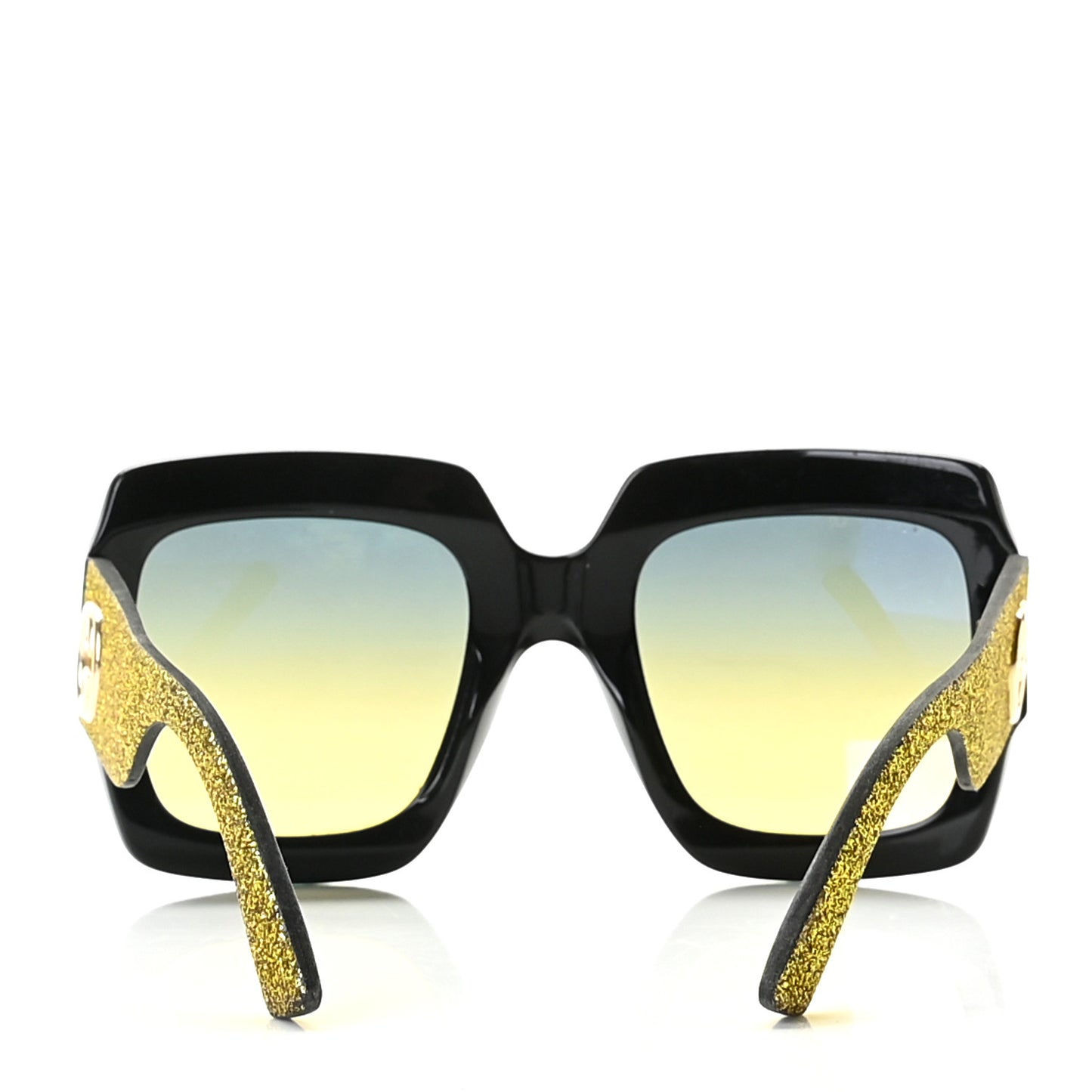Square Frame GG0102S Sunglasses Glitter Gold Multi