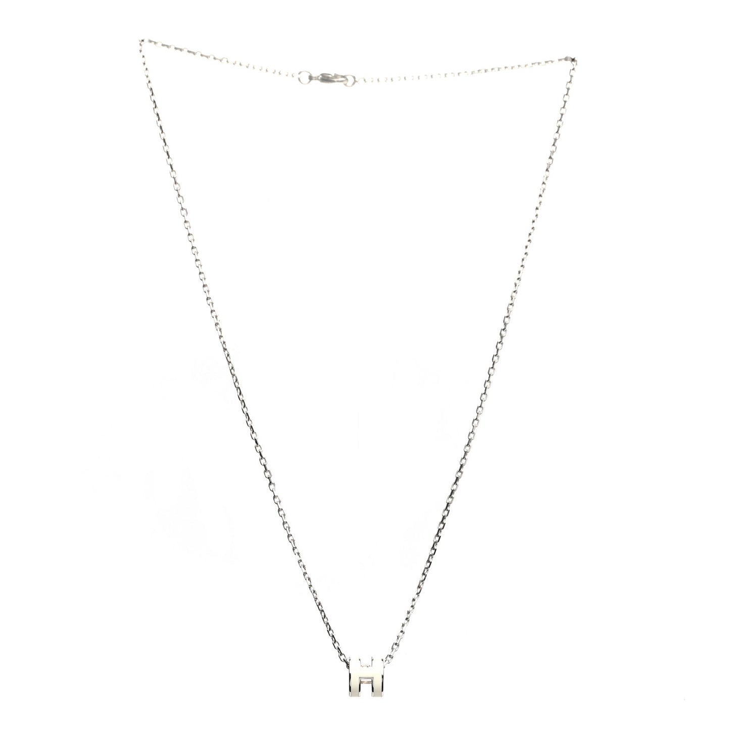 Lacquered Palladium Mini Pop H Pendant Necklace White