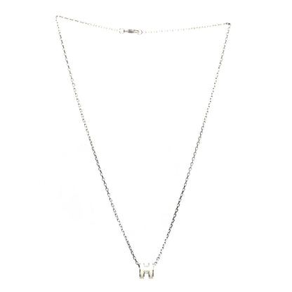 Hermes Lacquered Palladium Mini Pop H Pendant Necklace White 3 of 6