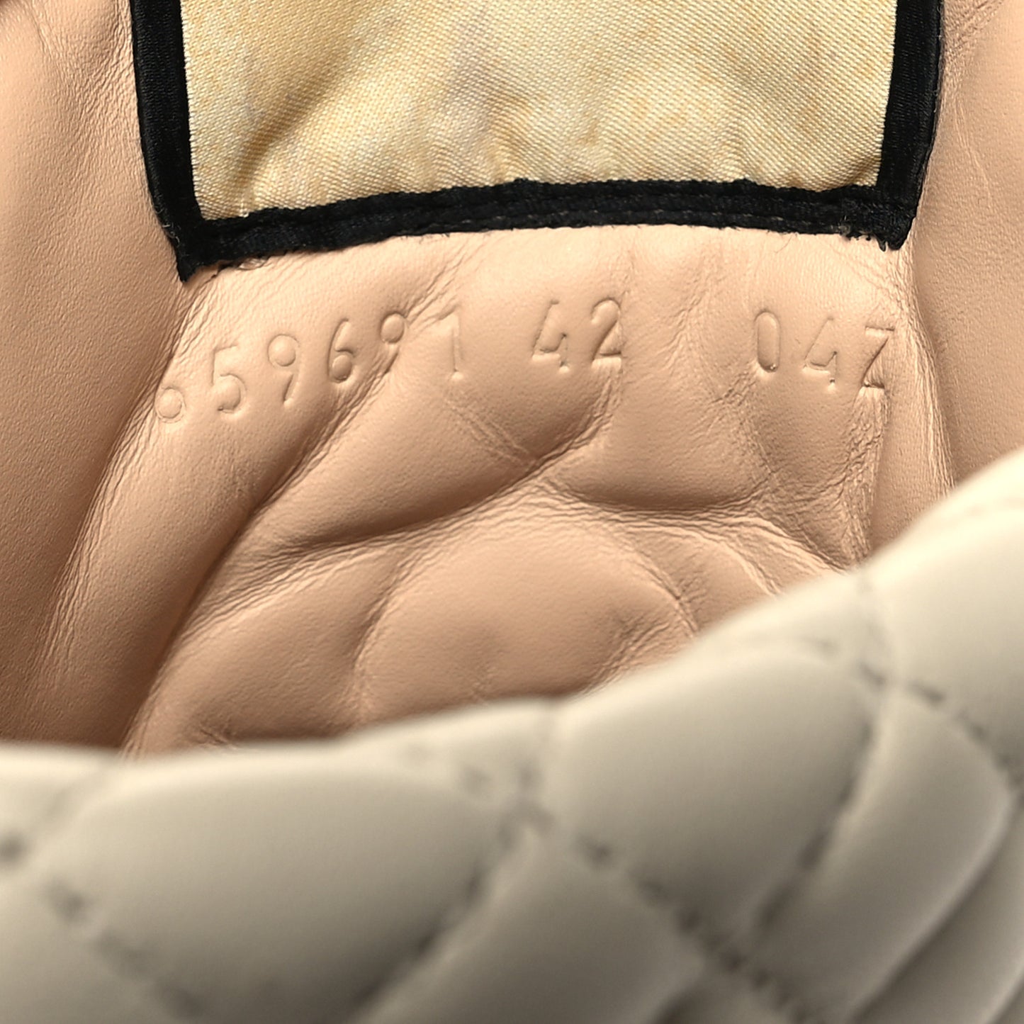 Calfskin GG Supreme Monogram Nappa Quilted Lace Up Ankle Boots 42 Mystic White Beige
