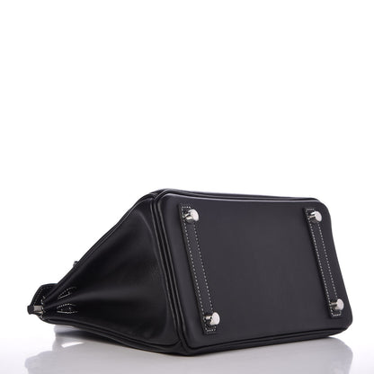 Hermes Swift Horseshoe Birkin 25 Black White 4 of 35