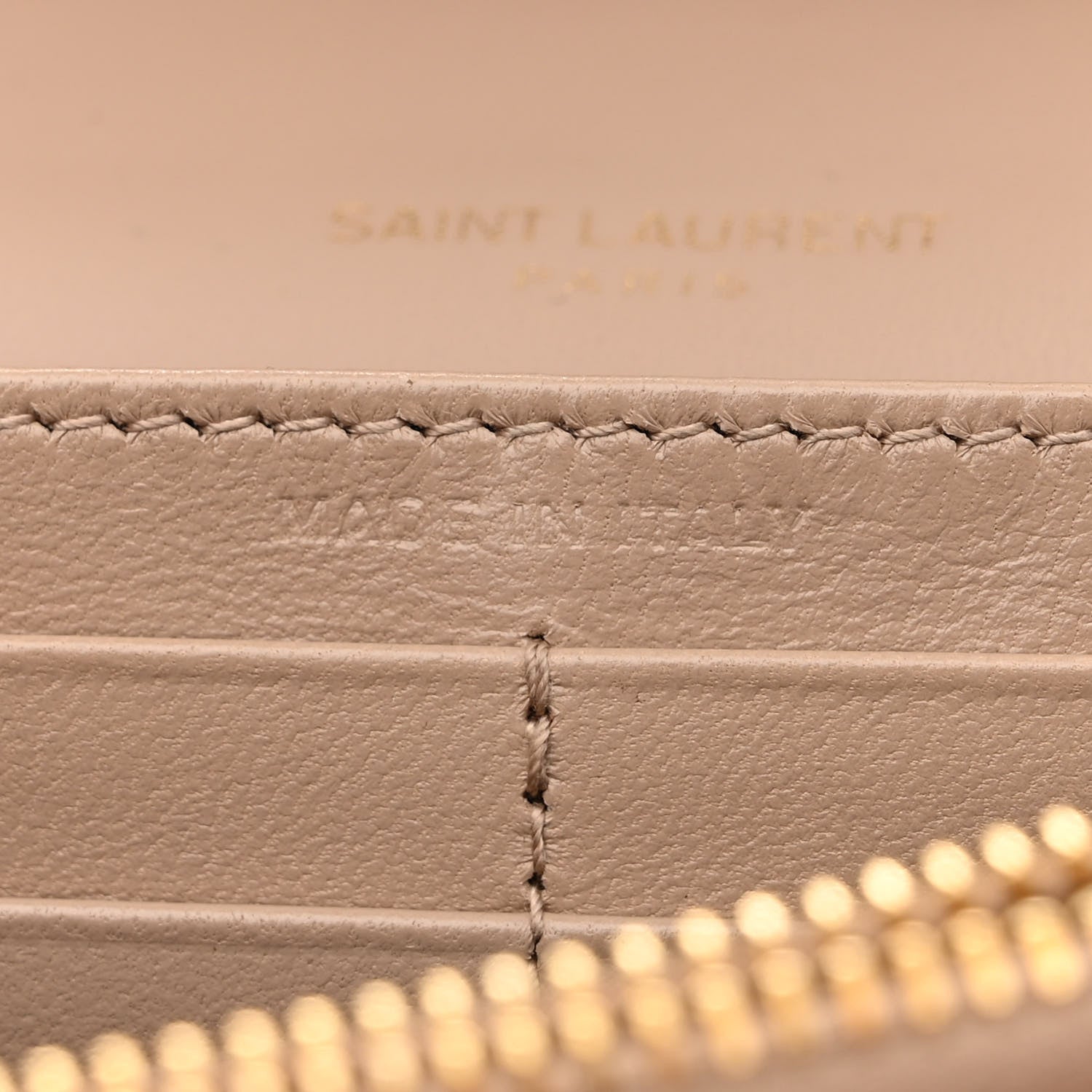 Saint Laurent Glossy Calfskin Monogram Chain Wallet Dark Beige 10 of 14