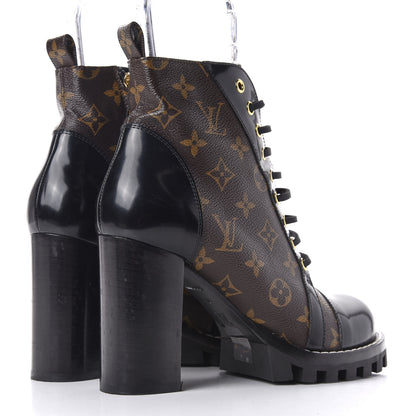 Louis Vuitton Patent Calfskin Monogram Star Trail Ankle Boots 40 Black 5 of 9