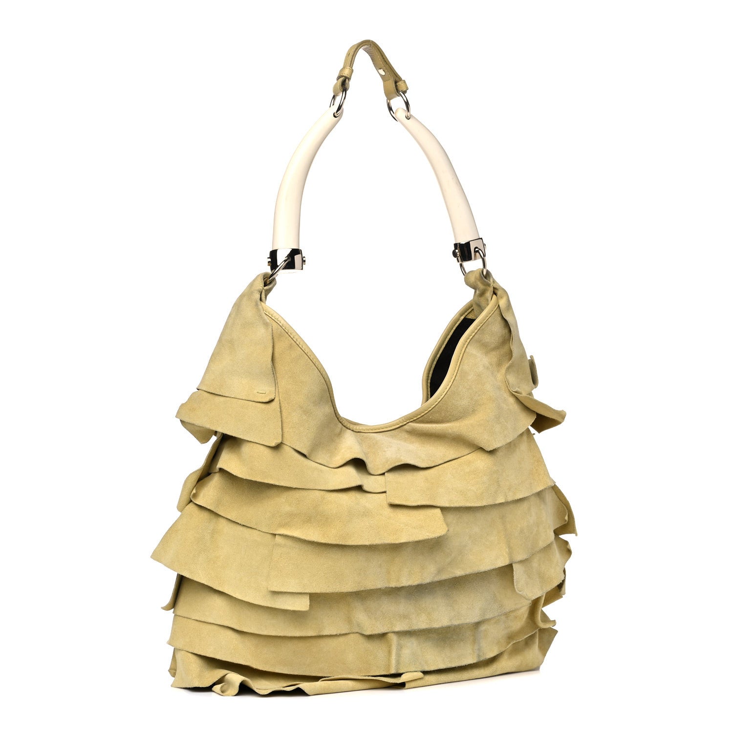 Saint Laurent Suede Ruffle Small Saint Tropez Beige 2 of 4