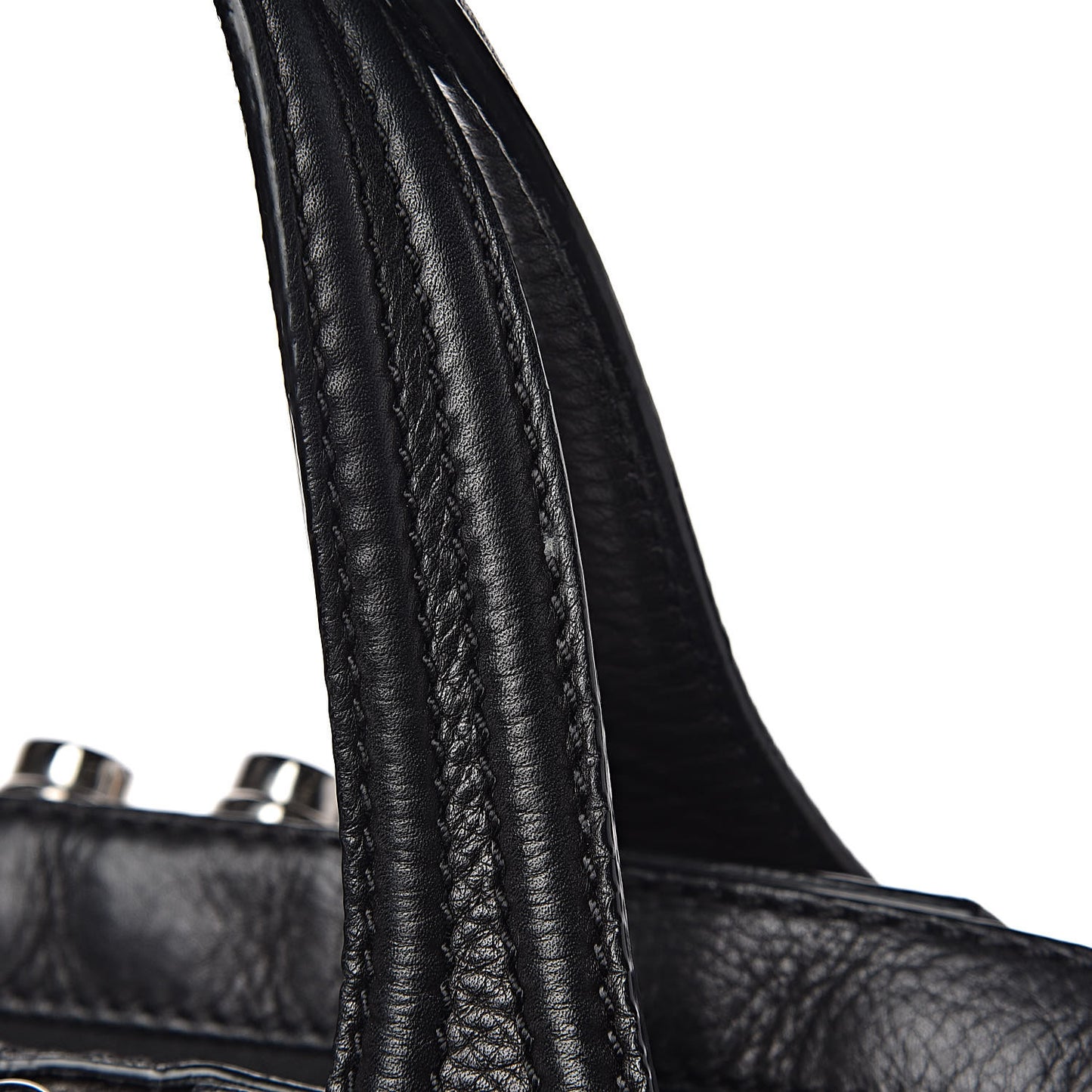 Waxed Calfskin Medium Studded Nightingale Black