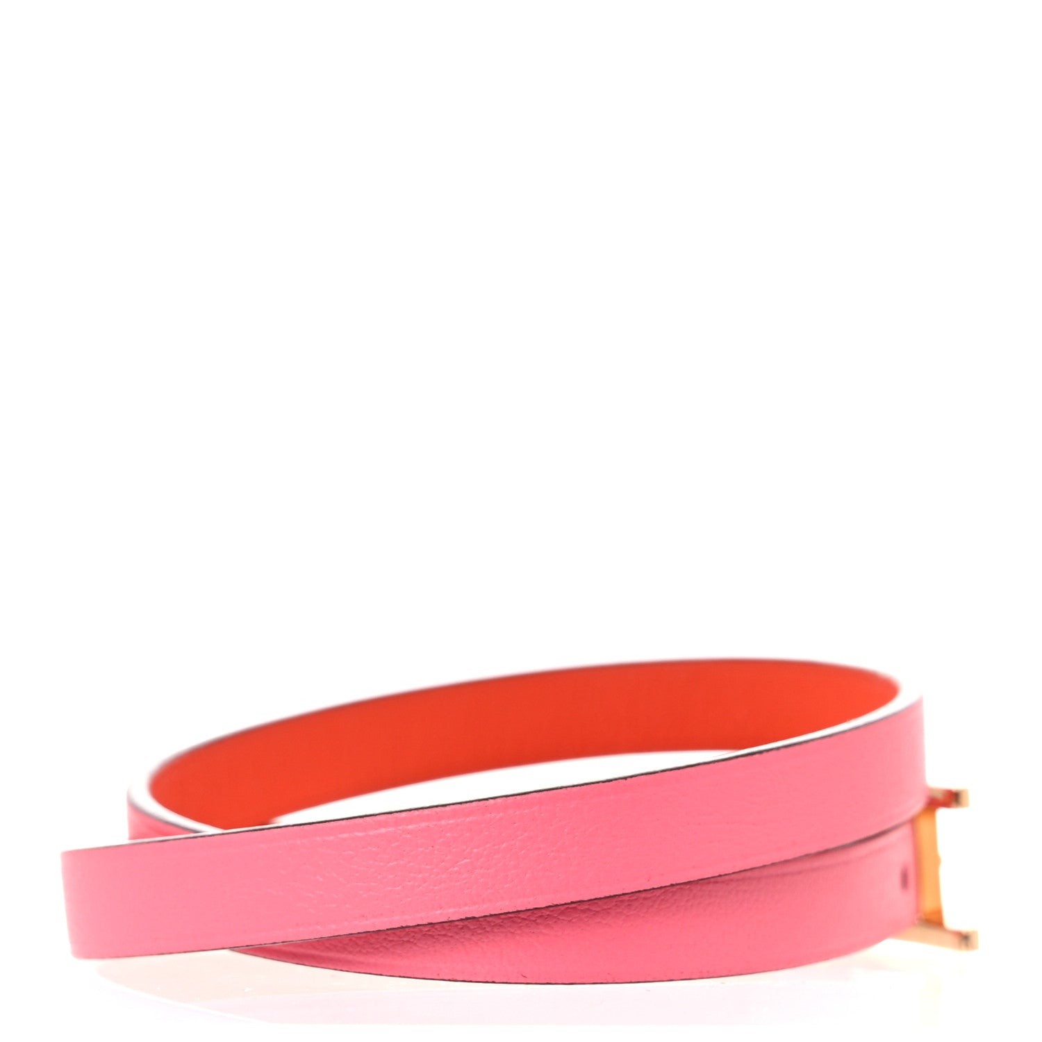 Hermes Swift Behapi Double Tour Bracelet S Rose Azalee Orange Poppy 3 of 5