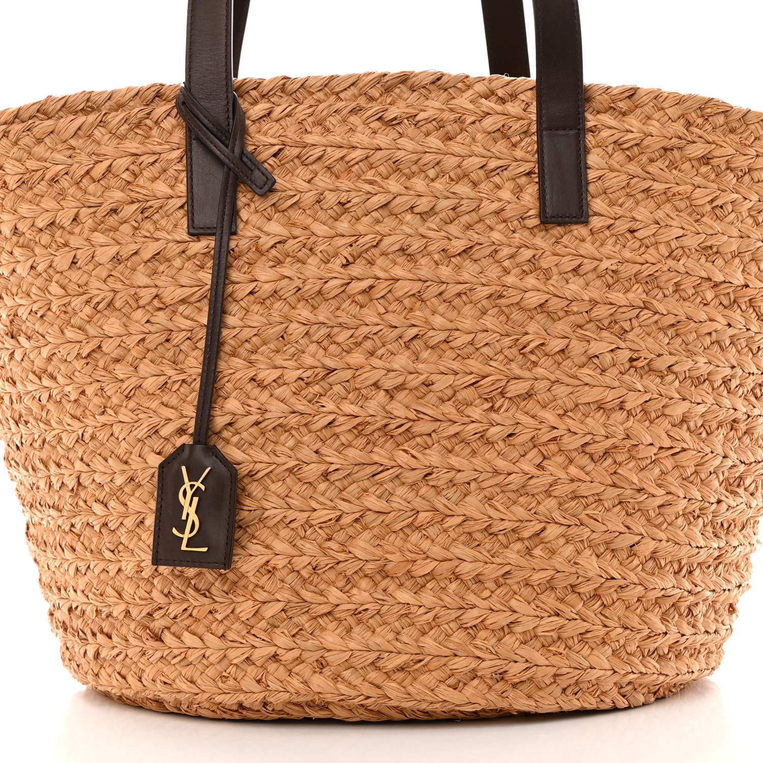 Saint Laurent Raffia Calfskin Medium Panier Tote 7 of 10