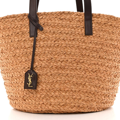 Saint Laurent Raffia Calfskin Medium Panier Tote 7 of 10