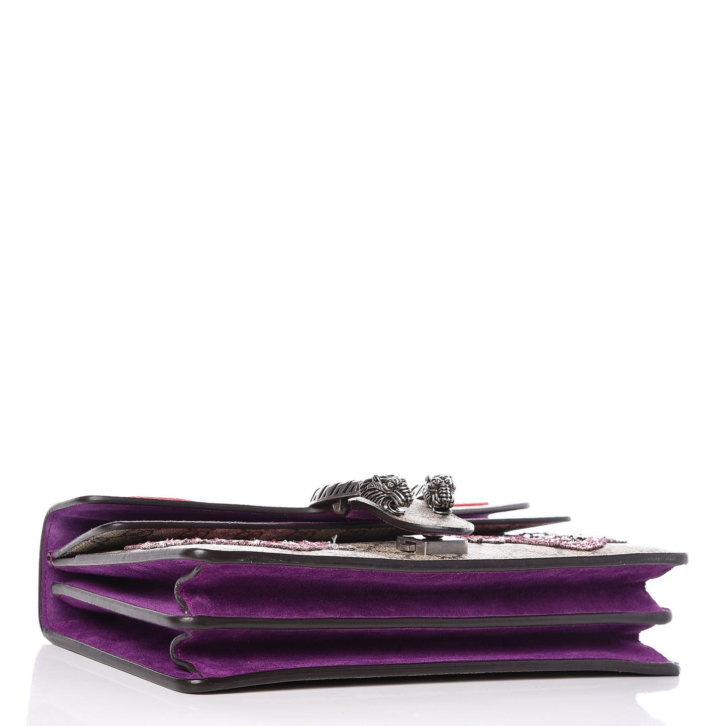 GG Supreme Monogram Embroidered Small Dionysus Shoulder Bag Purple