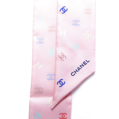 Chanel Silk Heart CC Slim Bandeau Scarf Pink 2 of 4