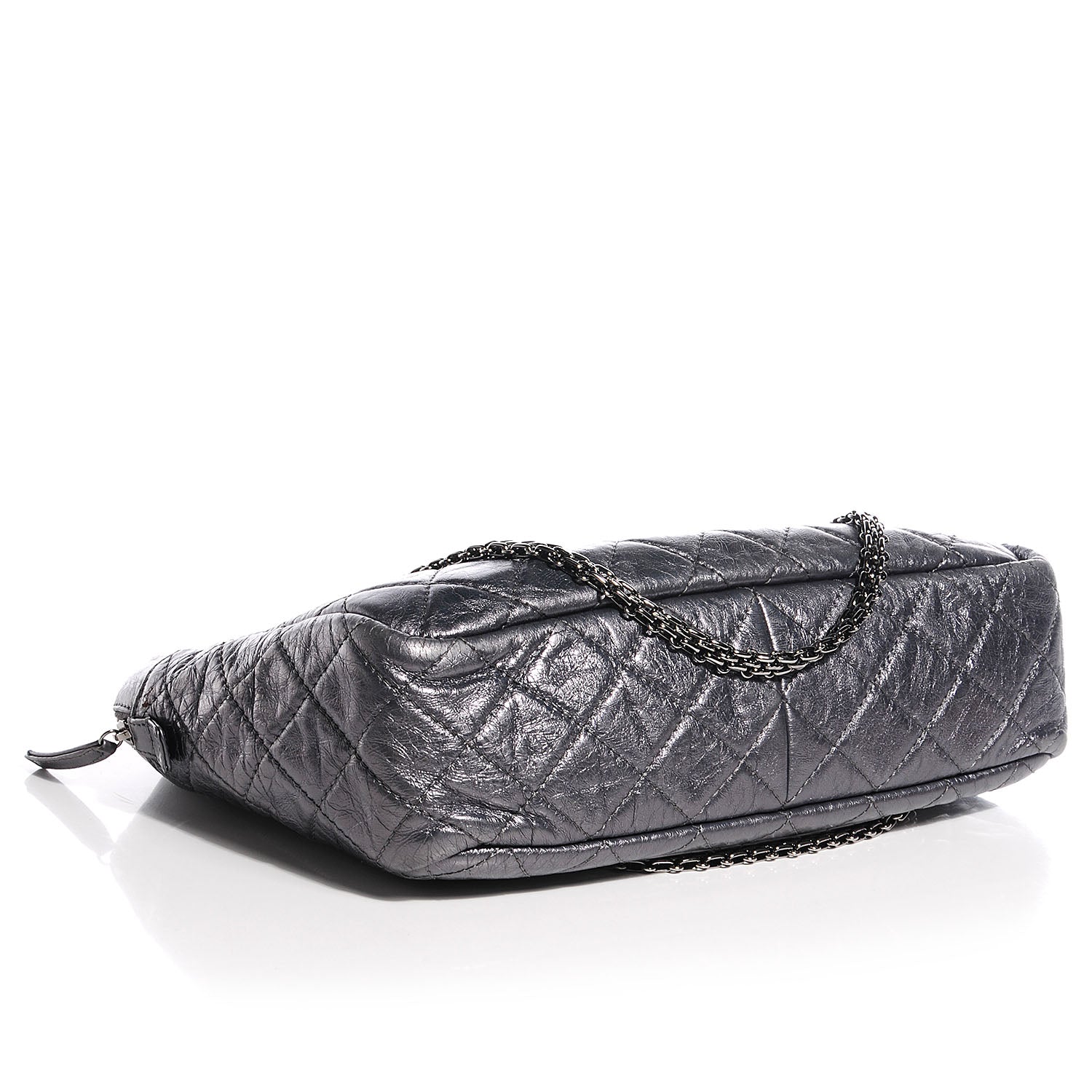 Chanel Metallic Aged Calfskin Quilted Large Reissue Camera Case Silver 4 of 7