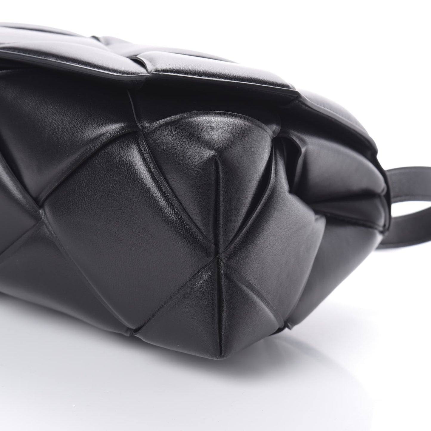 Nappa Intreccio Padded Top Handle Shoulder Bag Black