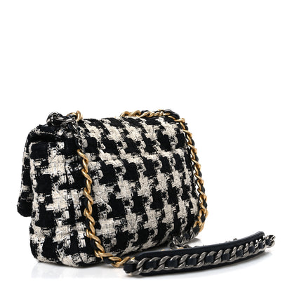 Chanel Tweed Quilted Medium Chanel 19 Flap Black Ecru White 3 of 10