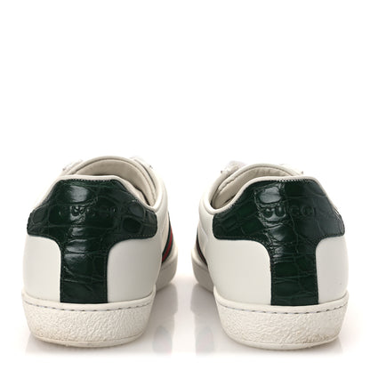 Gucci Calfskin Crocodile Web Womens Ace Sneakers 39 White Green 6 of 13