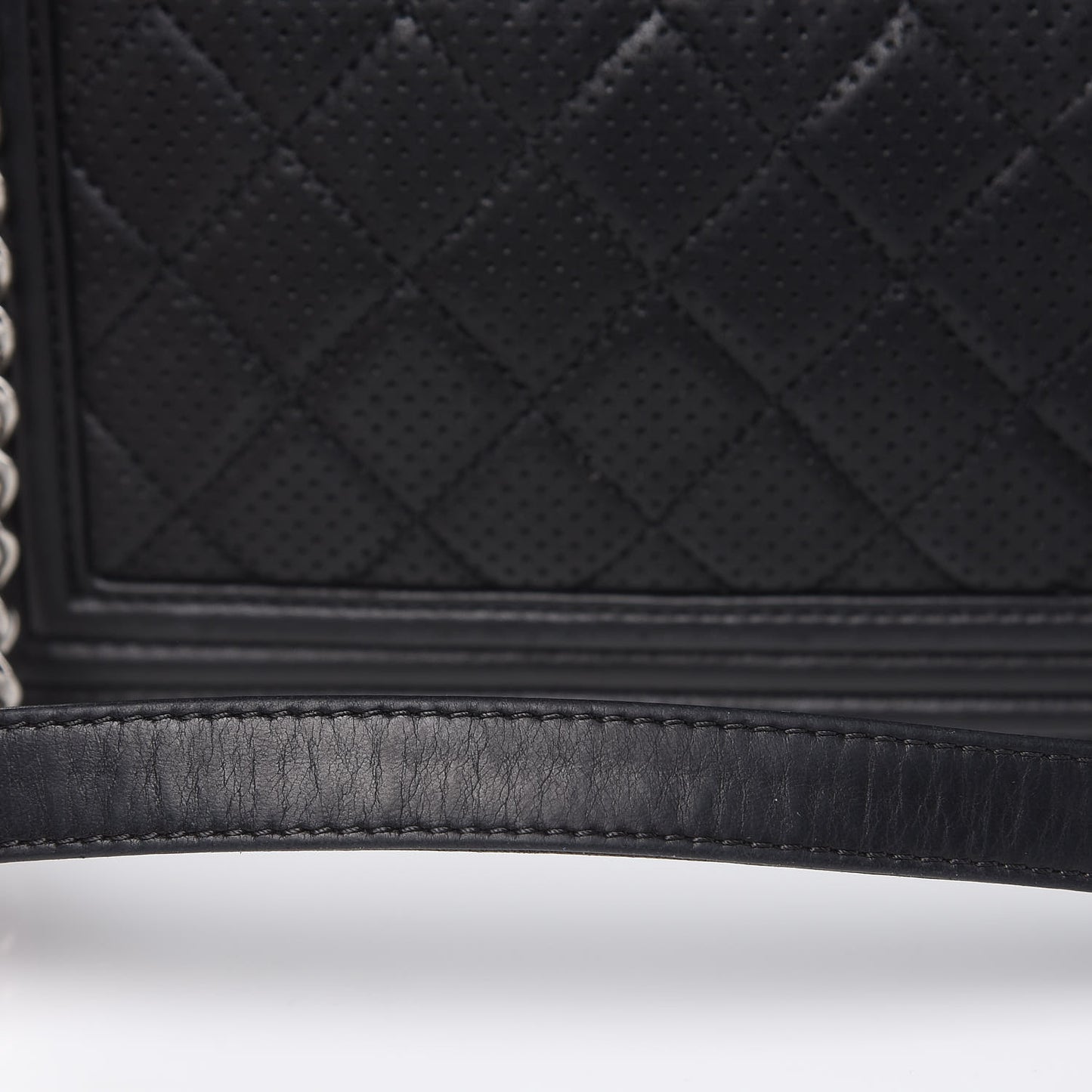 Perforated Lambskin Quilted New Medium Boy Flap Black