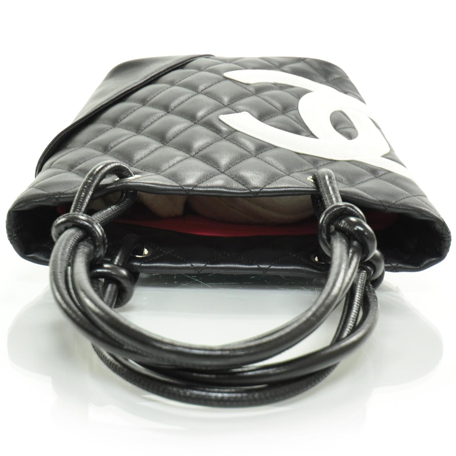 Chanel Calfskin Quilted Small Cambon Tote Black White 6 of 11