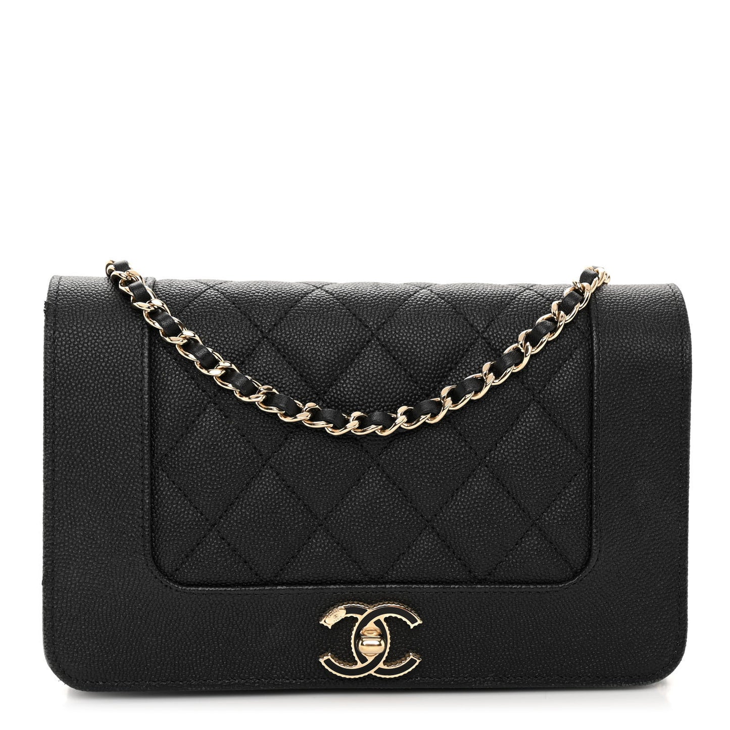Caviar Quilted Vintage Mademoiselle Wallet On Chain WOC Black