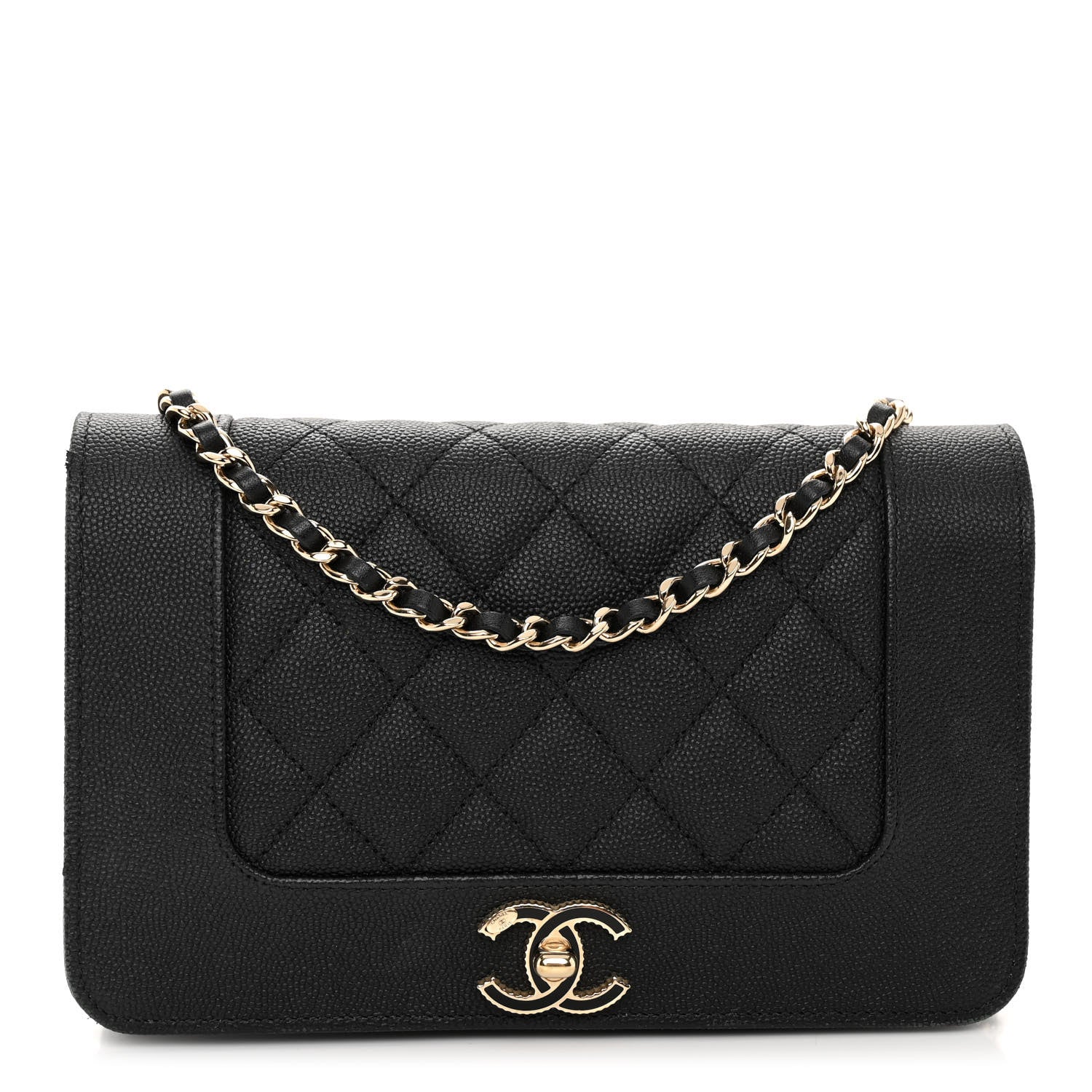 Chanel Caviar Quilted Vintage Mademoiselle Wallet On Chain WOC Black 1 of 9