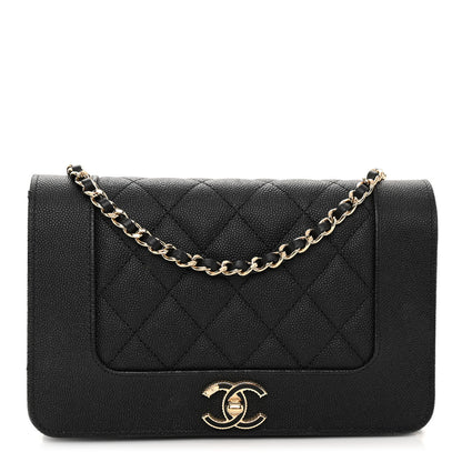 Chanel Caviar Quilted Vintage Mademoiselle Wallet On Chain WOC Black 1 of 9