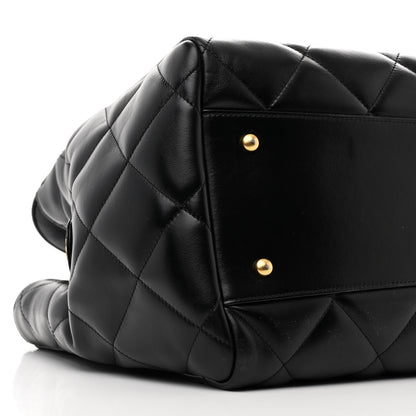 Chanel Shiny Calfskin Quilted Shopping Tote Black 10 of 11