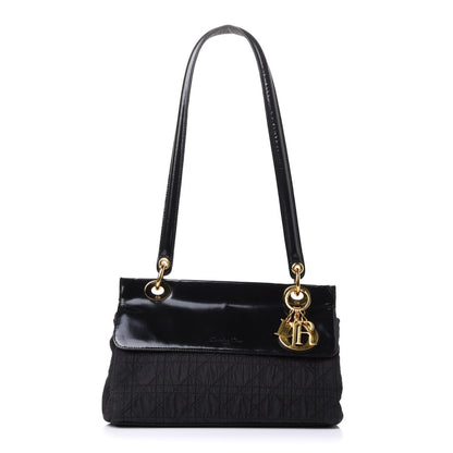 Christian Dior Nylon Glazed Calfskin Cannage Shoulder Bag Black 2 of 18