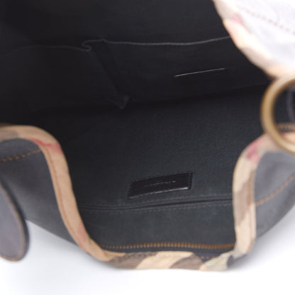 Burberry Calfskin Check Hobo Brown 5 of 14