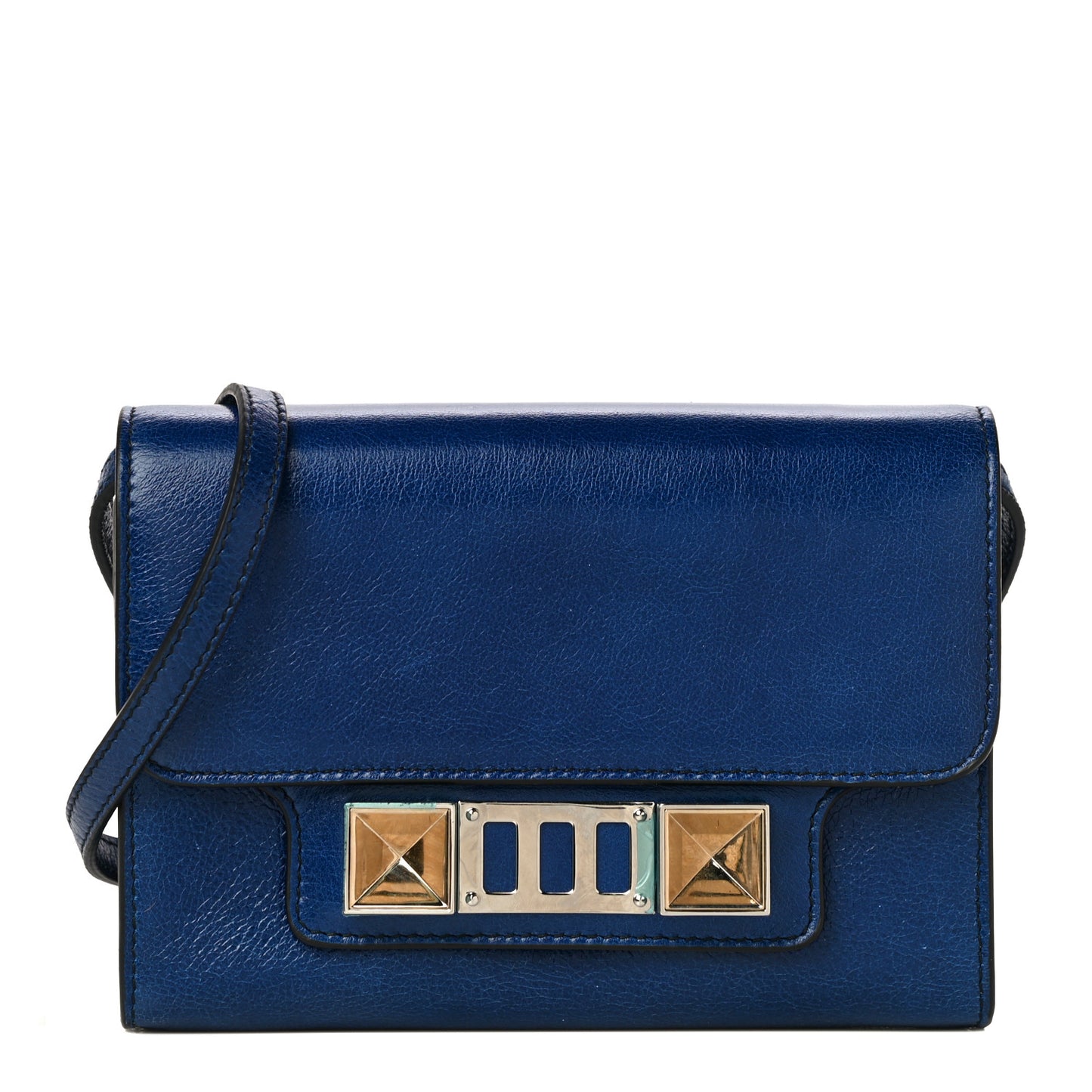 Calfskin PS11 Wallet With Strap Sapphire