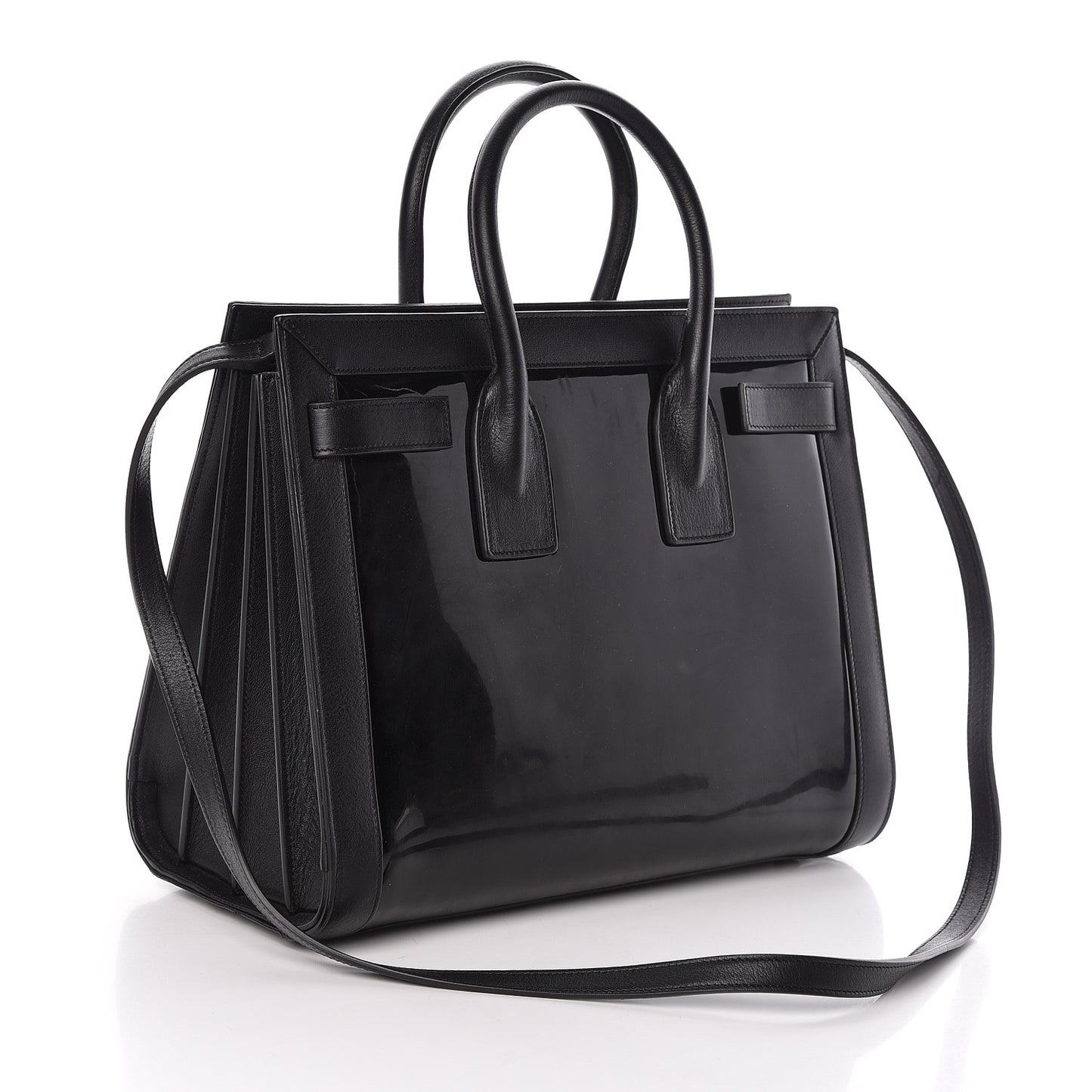 Patent Calfskin Small Sac de Jour Black