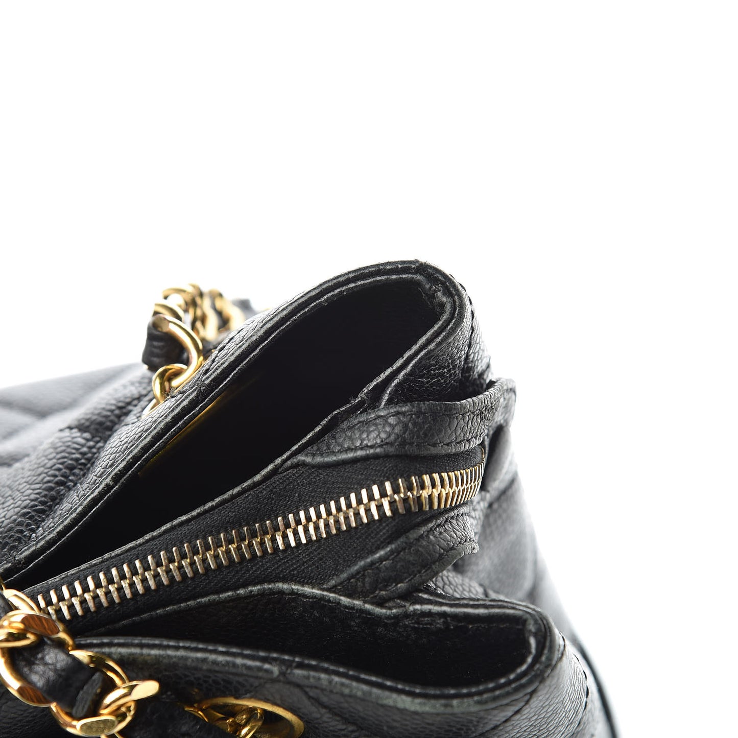 Caviar Quilted Flap Shoulder Bag Black