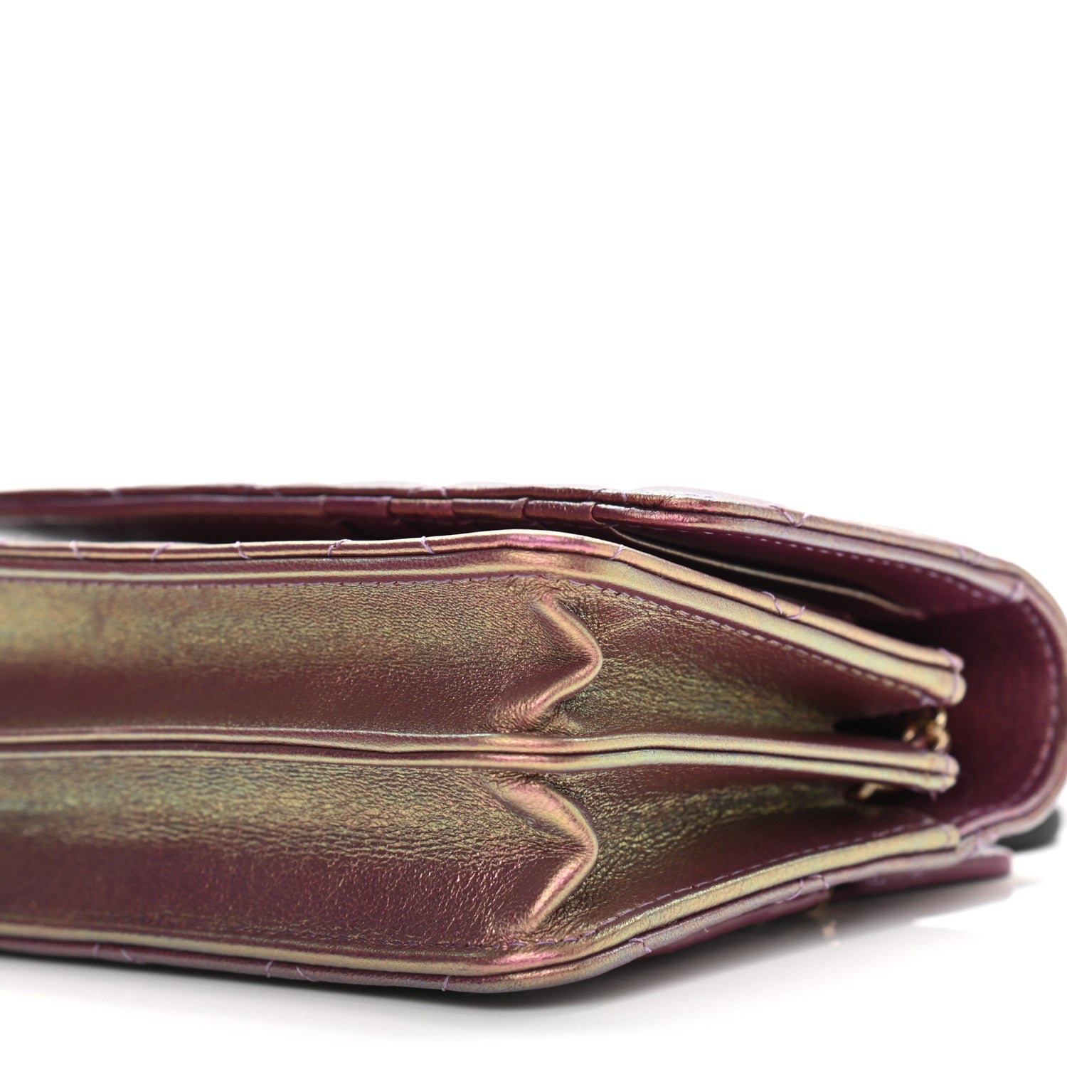 Chanel Iridescent Lambskin Quilted Mini Wallet On Chain WOC Purple 6 of 12