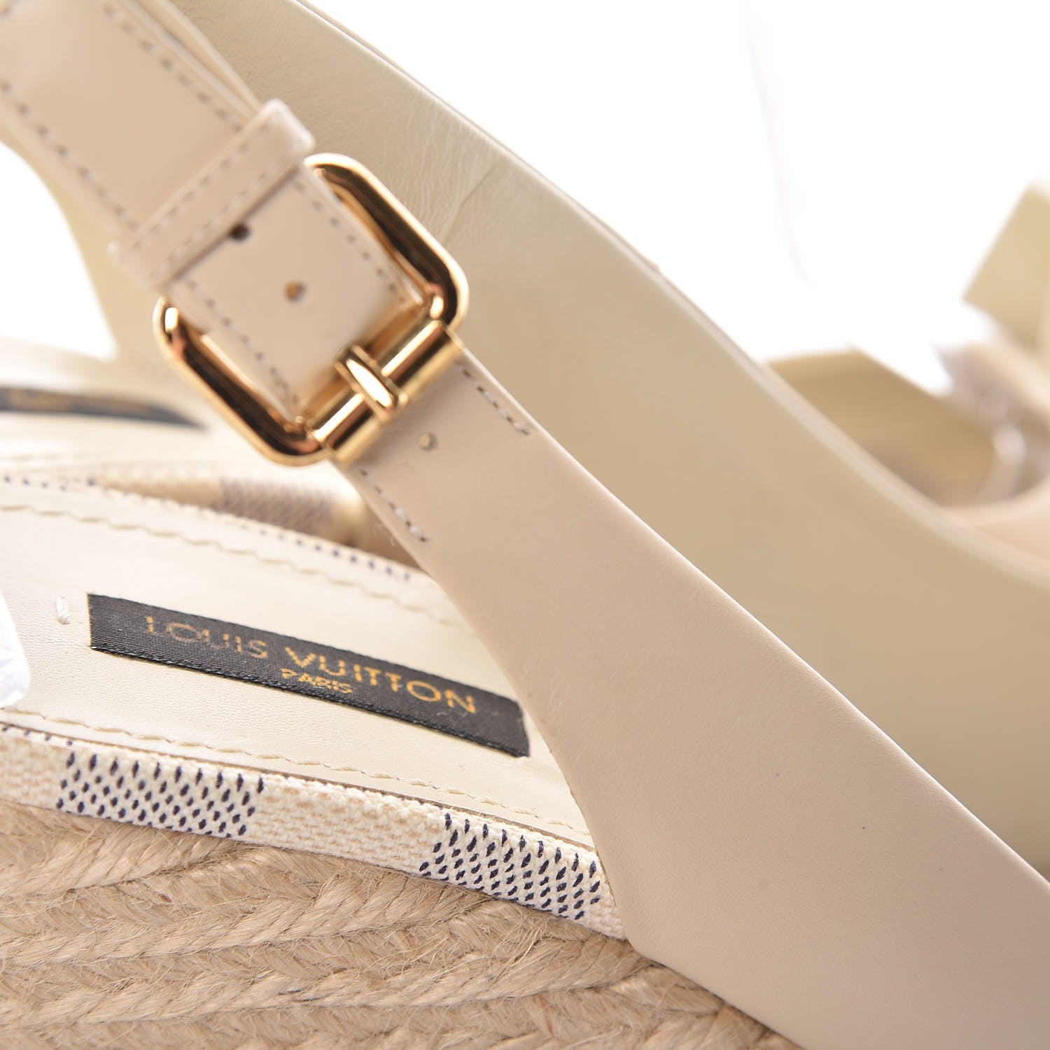 Louis Vuitton Calfskin Damier Azur Espadrille Wedge Sandals 39.5 11 of 14
