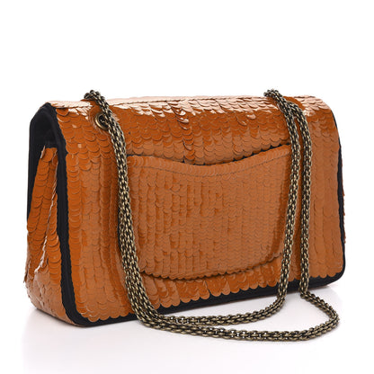 Chanel Satin Sequin Medium Paris Shanghai Double Flap Orange 2 of 9