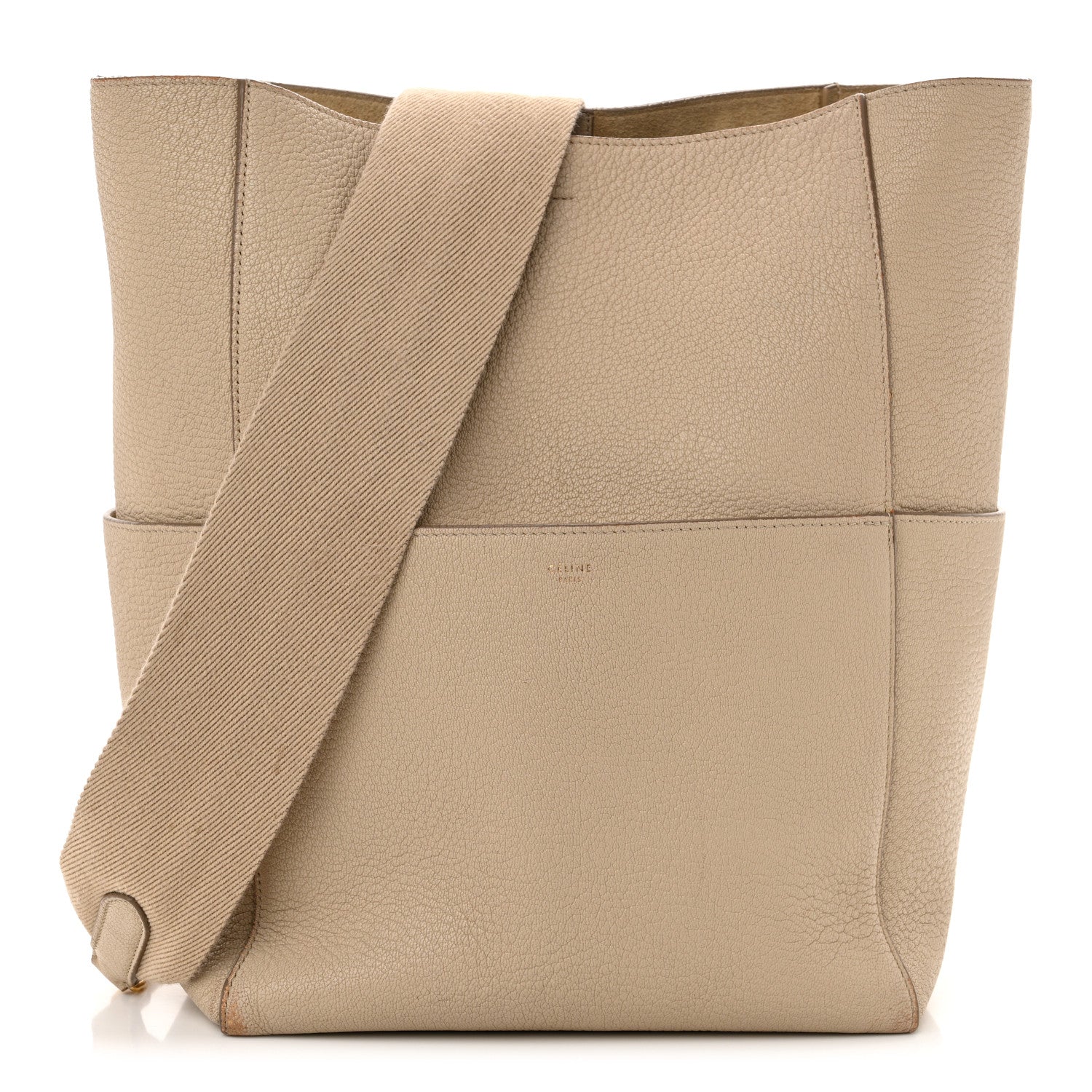 Celine Soft Grained Calfskin Sangle Bucket Bag Dune 1 of 18
