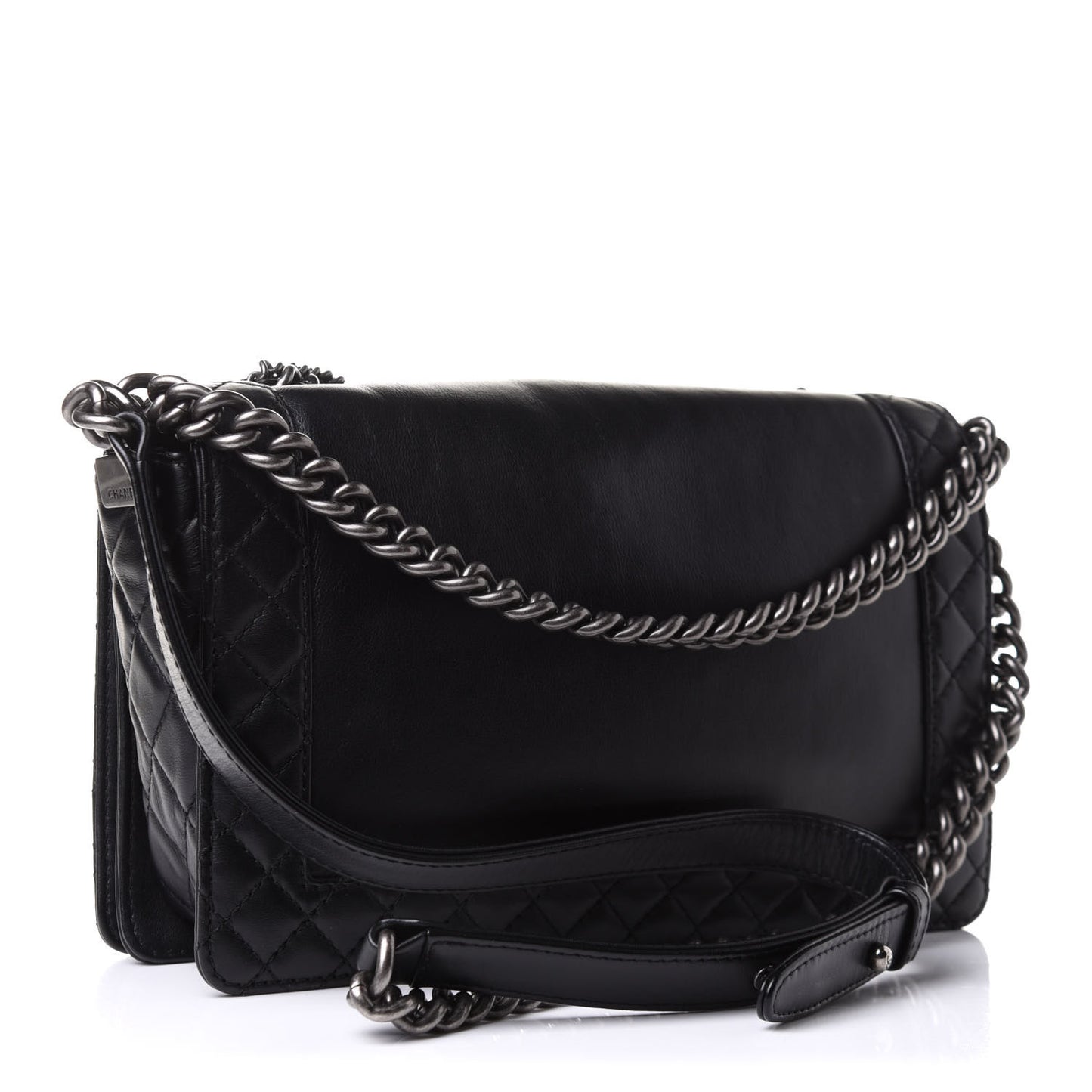 Calfskin Enchained New Medium Boy Flap Black